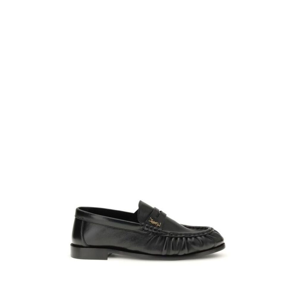 Saint Laurent Black Lamb Ovis Aries Slip-On Women's Loafers